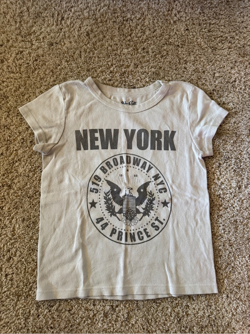 Brandy Melville White Tee with Grey New York Graphic